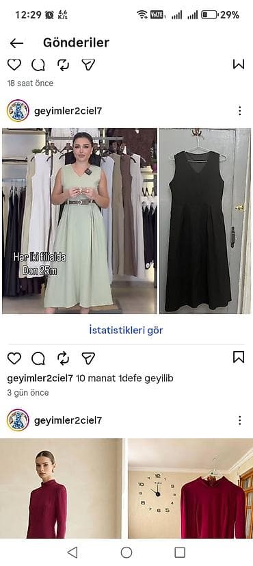 don: Qara rəngdə midi don - Model: V-yaxa, qoluzun, bel hissəsində yığma — 1