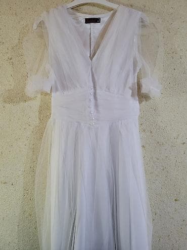 qizil mirvari: Berikat brendinin ağ rəngli zərif paltarı - Bədən ölçüsü: 38 — 4