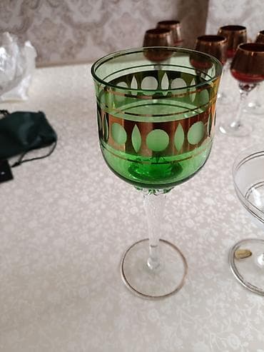 Qədəhlər, rəng - Yaşıl, Şüşə, 6 ədədli dəst, 200 ml