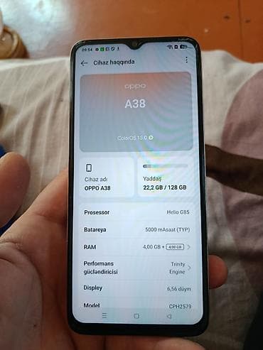 en ucuz planşetler: Oppo A38, 128 GB, rəng - Qızılı, Barmaq izi — 4