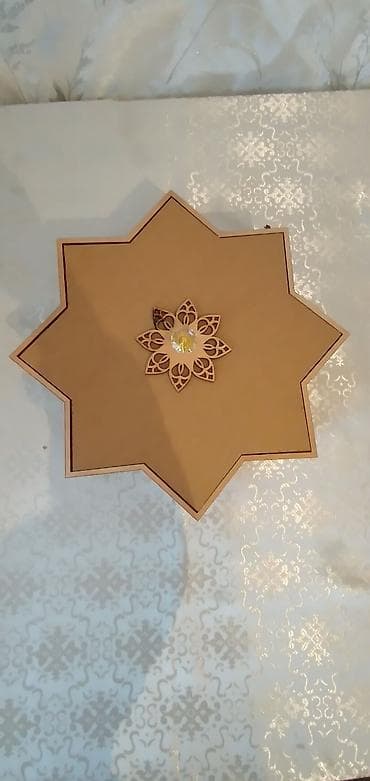 hazir perde: Ağacdan hazırlanmış ulduz formalı çoxbölməli şirniyyat/qoz-fındıq qabı — 3