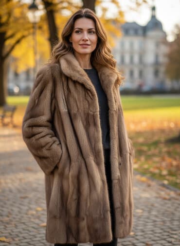 kurk satışı: Təbii kürk qadın palto - Rəng: isti qəhvəyi/şabalıdı tonlar - — 1