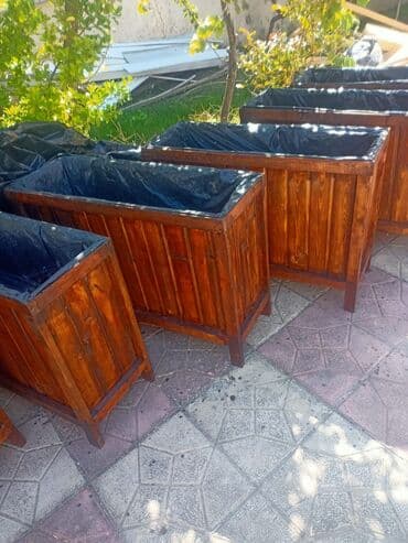 Dibçək Ağacdan dekorativ çiçək/bitki qutuları - Material: təbii