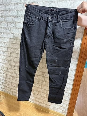 kişi geyim: Kişi şalvarları – 2 model bir yerdə Qara jeans cins şalvar 32 razmer — 1