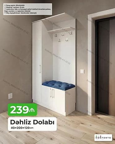 skafi: Dəhliz dolabı – 40×200×120 sm ölçüdə, funksional və kompakt dizayna — 1