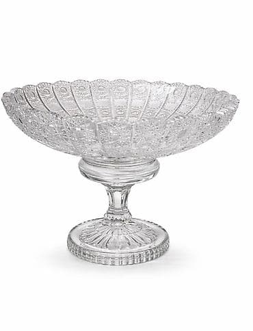 Şüşə ayaqlı meyvə qabı - Material: şəffaf şüşə - Dizayn: kəsim