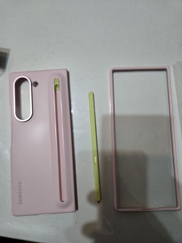 чехол книжка самсунг: Samsung Z Fold 6 üçün qələmi olan orijinal pink rəng kabura — 1