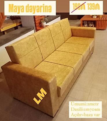 divan tecili: Açılan divan – bazalı model - Ümumi ölçü: 2 metr - Daxili (yataq — 1