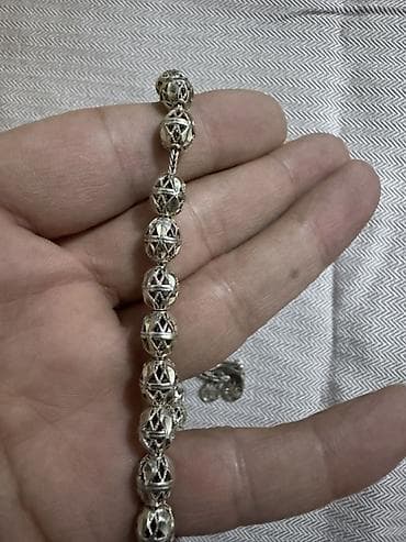 Gümüş təsbeh – əl işidir 31 qram - Material: gümüş rəngli metal — 3