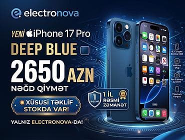 mac pro: IPhone 17 Pro, 256 GB, Blue Titanium, Face ID, Simsiz şarj, Sənədlərlə — 1