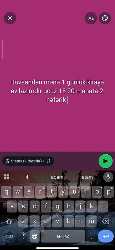 gence gunluk kiraye evler: Tələb olunur: Hovsan ərazisində 1 günlük kirayə ev. - Büdcə: 15–20 — 1
