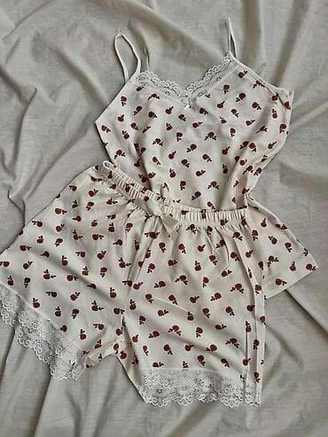 topdan geyim: Qadın pijama dəsti – nazik askılı top və şort - Model: 2 hissəli — 2