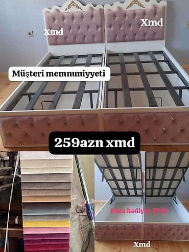taxta carpayi: Tək nəfərlik çarpayı və matrasslar - Rəng seçimi: müxtəlif parça və — 1