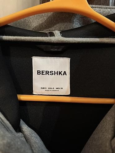 Женская одежда: Bershka unisex kapuşonlu jaket - Rəng: boz (melanj effektli) - Ölçü — 4