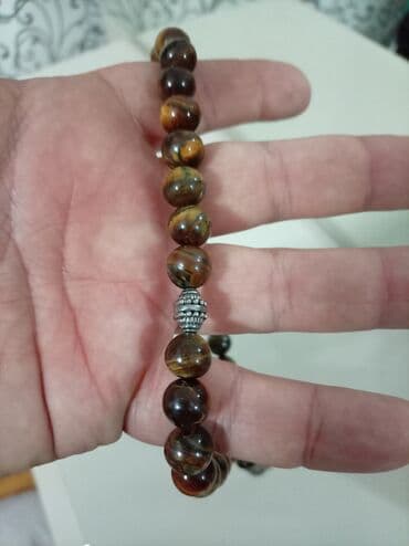 Ювелирные изделия: Təbii daş təsbeh - Material: qəhvəyi tonlarda təbii daş muncuqlar — 6
