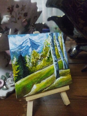 проигрыватель пластинок баку: Əsər : "Tozağacı meşəsi" Texnika : akril boya Material : mini kətan — 2