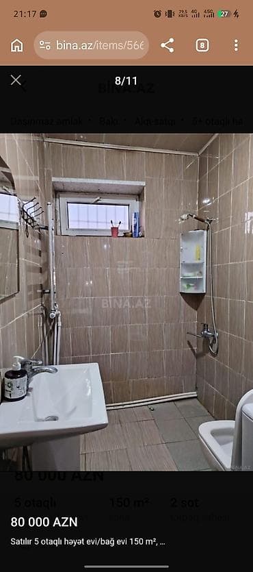 nar bagi: 5 otaqlı, 144 kv. m, Kredit yoxdur, Orta təmir — 8
