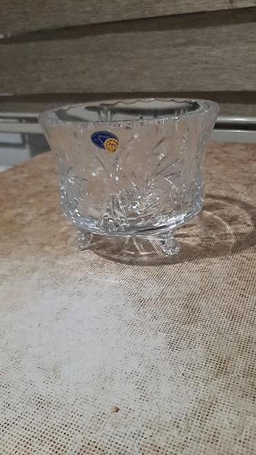 neman xrustal: Kristal şirniyyat qabı - Material: şəffaf kəsimli kristal şüşə - — 1