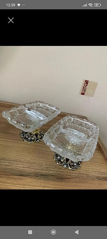 profil metal: Şamdanlı dekorativ şüşə piyalə dəsti (2 ədəd) - Material: qalın — 2