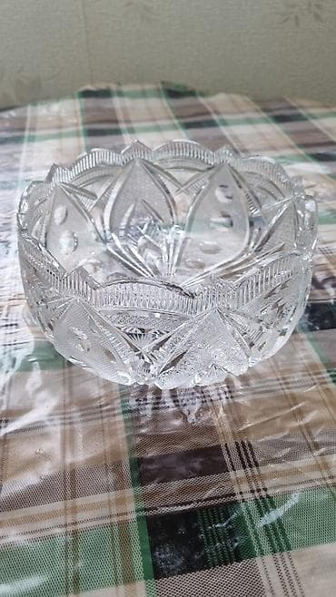 Kəsimli şüşə meyvə qabı - Material: qalın kəsimli şüşə/kristal tipli