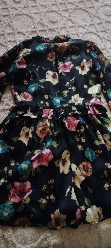 FAW: Qadın çiçək naxışlı şifon don - Rəng: Tünd göy/qara fon üzərində — 7