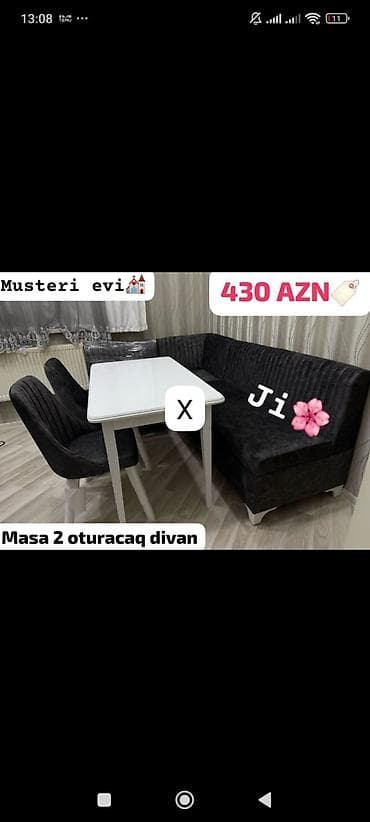 stol stul: Mətbəx/yataq otağı üçün künc dəstı: - Ağ rəngli düzbucaqlı masa - 2 — 1