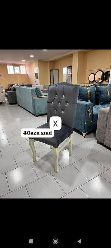Mebel: Yumuşaq oturacaqlı yemək otağı stulu - Rəng: Tünd boz oturacaq və bel — 1