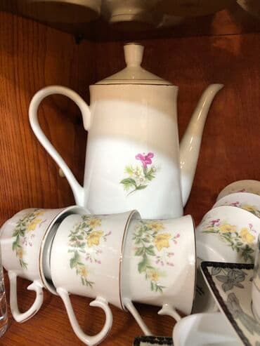 caydanliq: Çay dəsti, rəng - Ağ, Keramika, 6 nəfərlik — 6