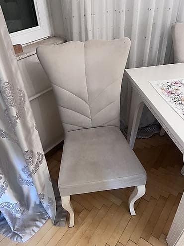 Мебель: Zərif dizaynlı yemək otağı kreslosu - Rəng: açıq bej/krem - Üst — 1