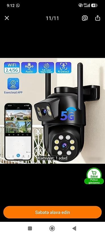 5G WiFi xarici təhlükəsizlik kamerasi - 2.4G/5G WiFi dəstəyi: sabit