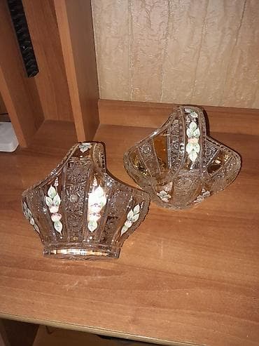 aksesuar qabi: Büllur dekorativ səbət dəsti – 2 ədəd - Material: qalın şüşə/büllur - — 3