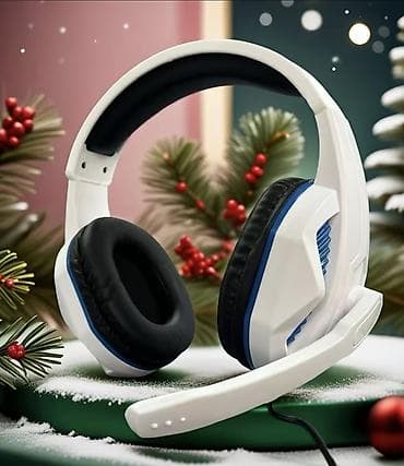 Ağ rəngli oyun qulaqlığı və mikrofonlu headset - Qapalı tipli