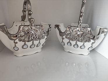 ağ xiyar: Dekorativ keramika səbətləri (2 ədəd dəst) - Material: Keramika - — 1