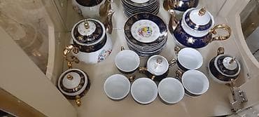 Çay dəsti, rəng - Göy, Farfor