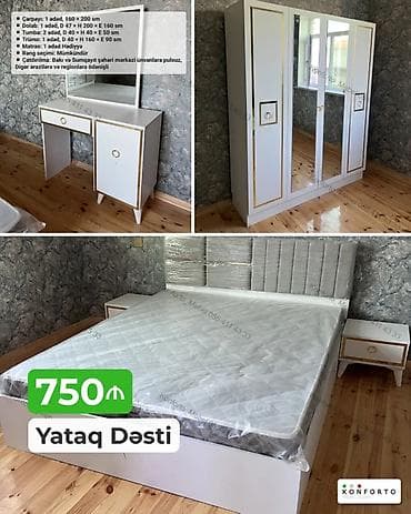 matras sumqayit: Yataq Dəsti – 750 ₼ Komplektin tərkibi və ölçülər: - Çarpayı: 1 ədəd — 1