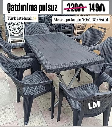 Yeni plastik masa dəsti – Türk istehsalı - Komplekt: qatlanan masa + — 1