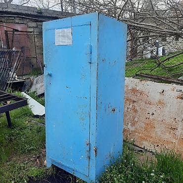 шкаф железный офисный: Metall şkaf – mavi rəngdə, tək qapılı, mexaniki qolları və menteşələri — 1