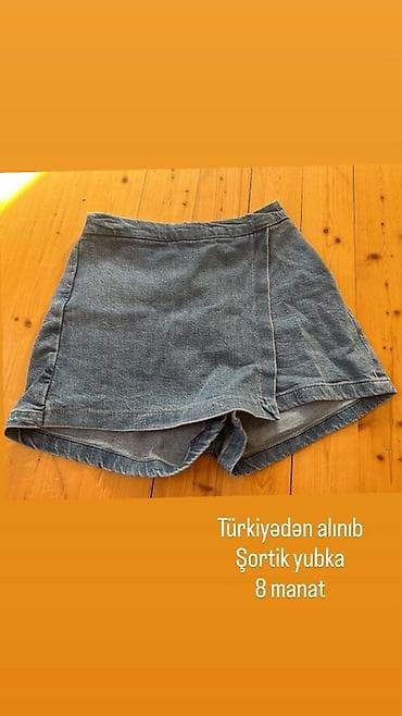 sort: Türkiyədən alınmış cins şortik-yubka. Rahat kəsim, ön hissədə yubka — 1