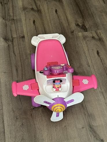 siniy traktor oyuncaq: Uşaq üçün Minnie Mouse temalı sürmə oyuncağı – təyyarə dizaynı - — 1