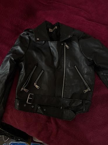 kredit moto: Qara dəri motosiklet üslublu gödəkcə - Rəng: qara - Material: dəri — 1