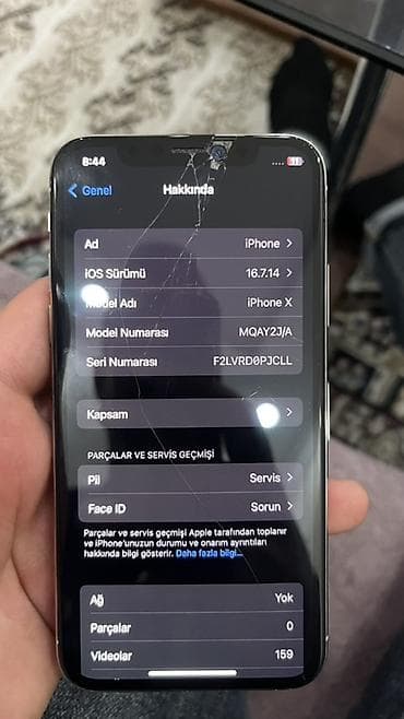 iphone x ikinci əl: IPhone X, 64 GB, Gümüşü, Qırıq — 2