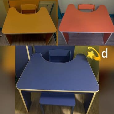 Uşaq masaları: Oğlan və qız üçün, Siyirməsiz, Parta, Stullar ilə — 1