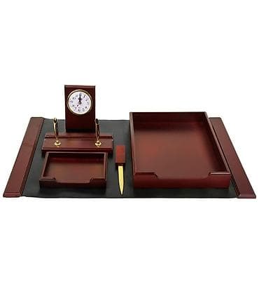 Настольные наборы: Masa üçün premium dəst – qırmızı ağac tonlarında, qızılı detallarla — 2