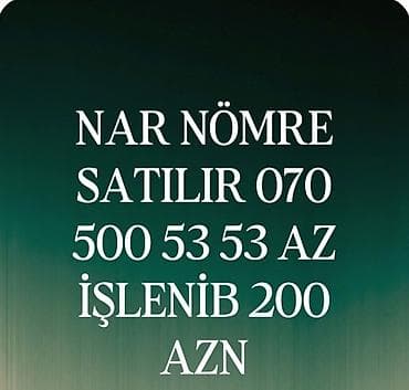Nar operatoruna aid yadda qalan gözəl nömrə satılır: 070 500 53 53. -