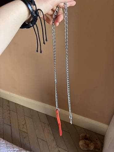 Metaldan zəncirli ikiqat it gəzdirən qoşqu - Material: dayanıqlı xrom — 1