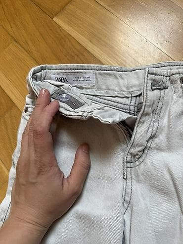 cins donlar: ZARA uşaq cins şalvarı - Rəng: açıq boz/ağ tonlarında - Model: geniş — 2