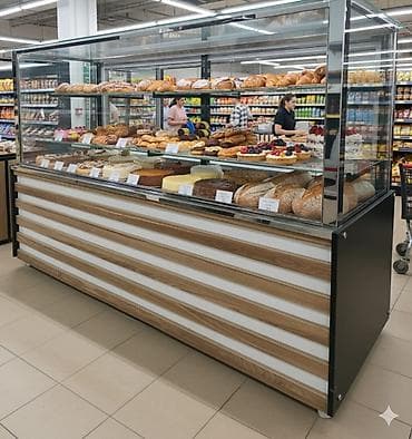 bag ucun dekorlar: Şüşəli vitrinli çörək–konditer bölməsi üçün peşəkar satış vitrini - — 1