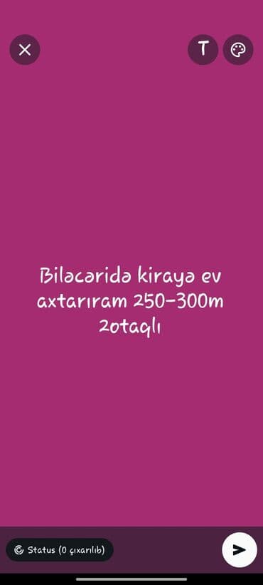 merdekanda kiraye evler ayliq: Biləcəridə yerləşən 2 otaqlı kirayə ev axtarılır. Aylıq kirayə haqqı — 1