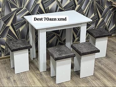il: Mətbəx/yorğunluq otağı üçün masa və taburet dəsti. - Dəst: 1 ədəd — 1