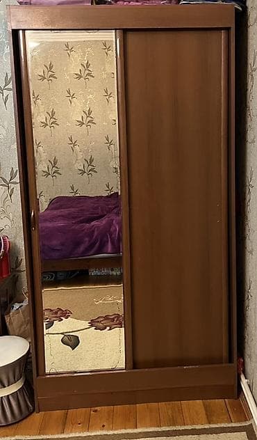 İşlənmiş, 2 qapılı, Güzgülü, Qəhvəyi, Taxta, Kupe, Düz dolab